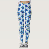 Blaublütenmuster Custom Leggings (Vorderseite)