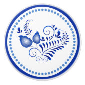 Blaublütenskandinavische Folklorekapsel Keramikknauf (Vorderseite)