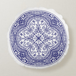 Blaublutmosaik Rundes Kissen