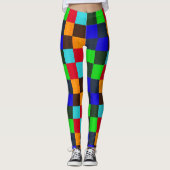 Blaubraun-grünes Rot-Karo-Muster, Leggings (Vorderseite)
