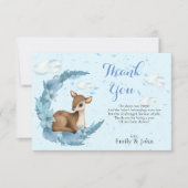 Blaubraune Bambi-Wolken Halbmondstaub Dankeskarte (Vorderseite)