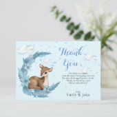 Blaubraune Bambi-Wolken Halbmondstaub Dankeskarte (Stehend Vorderseite)