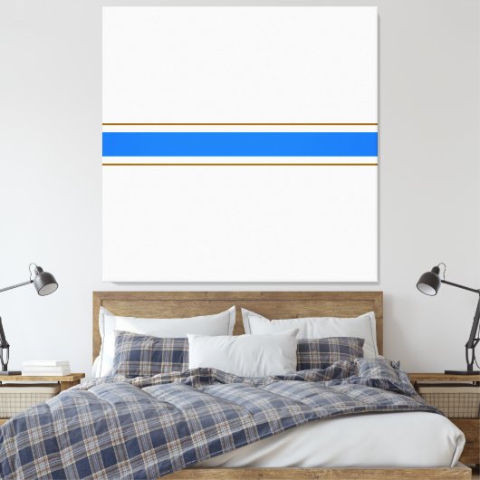 Blaubraune, blaue Streifen auf weißen Streifen Leinwanddruck (Insitu (Schlafzimmer))