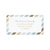 Blaubraune Diagonal Stripe Muster Einfach Streifen Adressaufkleber (Vorne)