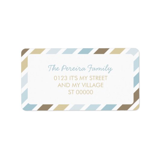 Blaubraune Diagonal Stripe Muster Einfach Streifen Adressaufkleber (Vorne)