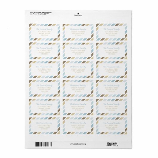 Blaubraune Diagonal Stripe Muster Einfach Streifen Adressaufkleber (Vorne)