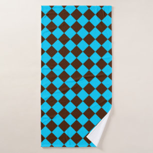 Blaubraune Diamant-Schachbrett-Muster Badehandtuch