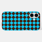 Blaubraune Diamant-Schachbrett-Muster Case-Mate iPhone Hülle (Rückseite (Horizontal))