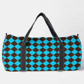 Blaubraune Diamant-Schachbrett-Muster Duffle Bag (Vorderseite)