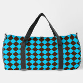 Blaubraune Diamant-Schachbrett-Muster Duffle Bag (Rückseite)