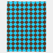 Blaubraune Diamant-Schachbrett-Muster Fleecedecke (Vorderseite)