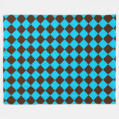 Blaubraune Diamant-Schachbrett-Muster Fleecedecke (Vorderseite (Horizontal))