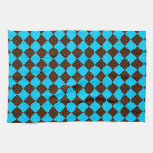 Blaubraune Diamant-Schachbrett-Muster Geschirrtuch (Horizontal)