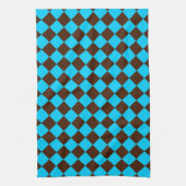 Blaubraune Diamant-Schachbrett-Muster Geschirrtuch (Vertikal)