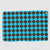 Blaubraune Diamant-Schachbrett-Muster Golfhandtuch (Horizontal)