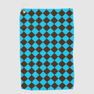 Blaubraune Diamant-Schachbrett-Muster Golfhandtuch