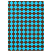 Blaubraune Diamant-Schachbrett-Muster Klemmbrett (Rückseite)