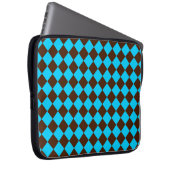 Blaubraune Diamant-Schachbrett-Muster Laptopschutzhülle (Vorne Rechts)