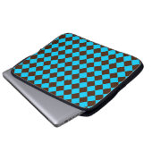 Blaubraune Diamant-Schachbrett-Muster Laptopschutzhülle (Vorne Knopf)