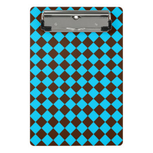 Blaubraune Diamant-Schachbrett-Muster Mini Klemmbrett