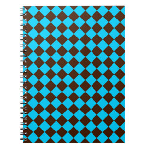 Blaubraune Diamant-Schachbrett-Muster Notizblock