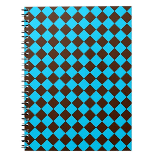 Blaubraune Diamant-Schachbrett-Muster Notizblock (Vorderseite)