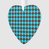 Blaubraune Diamant-Schachbrett-Muster Ornament (Vorderseite)