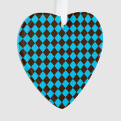 Blaubraune Diamant-Schachbrett-Muster Ornament (Vorderseite)