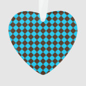 Blaubraune Diamant-Schachbrett-Muster Ornament (Rückseite)