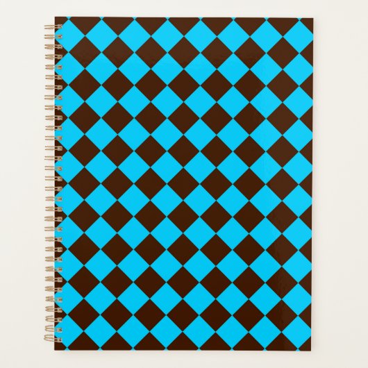 Blaubraune Diamant-Schachbrett-Muster Planer (Vorderseite)