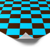 Blaubraune Diamant-Schachbrett-Muster Poster (Ecke)