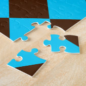 Blaubraune Diamant-Schachbrett-Muster Puzzle (Seite)