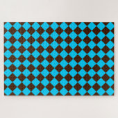 Blaubraune Diamant-Schachbrett-Muster Puzzle (Horizontal)