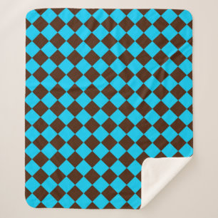 Blaubraune Diamant-Schachbrett-Muster Sherpadecke