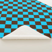 Blaubraune Diamant-Schachbrett-Muster Sherpadecke (3/4)