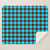 Blaubraune Diamant-Schachbrett-Muster Sherpadecke (Vorderseite (Horizontal))