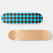 Blaubraune Diamant-Schachbrett-Muster Skateboard (Horizontal)