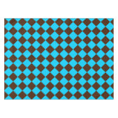 Blaubraune Diamant-Schachbrett-Muster Tischdecke (Vorderseite (Horizontal))