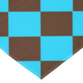 Blaubraune Diamant-Schachbrett-Muster Tischdecke (Schrägansicht)