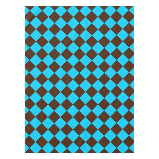 Blaubraune Diamant-Schachbrett-Muster Tischdecke (Vorderseite)
