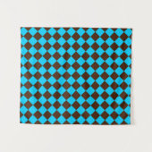 Blaubraune Diamant-Schachbrett-Muster Wandteppich (Vorderseite (Horizontal))