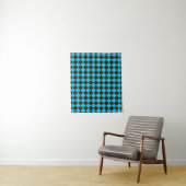 Blaubraune Diamant-Schachbrett-Muster Wandteppich (Beispiel)