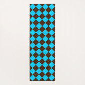 Blaubraune Diamant-Schachbrett-Muster Yogamatte (Rückseite)