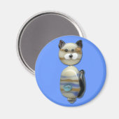 Blaubraune Glasperlkatze Magnet (Vorderseite/Rückseite)