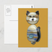 Blaubraune Glasperlkatze Postkarte (Vorne/Hinten)