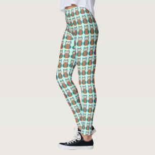 Blaubraune Owl Muster Bird Print Owells Leggings