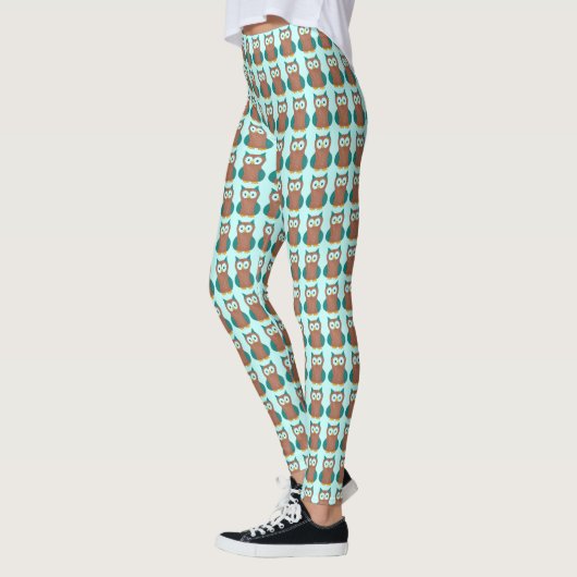 Blaubraune Owl Muster Bird Print Owells Leggings (Links)