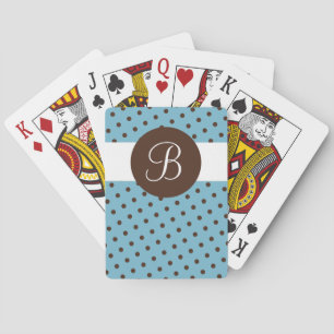 Blaubraune Punkte benutzerdefinierte Monogramm-Spi Spielkarten