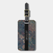 Blaubraune Steampunk-Grunge Kunstmuster Gepäckanhänger (Vorderseite vertikal)
