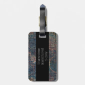 Blaubraune Steampunk-Grunge Kunstmuster Gepäckanhänger (Rückseite vertikal)